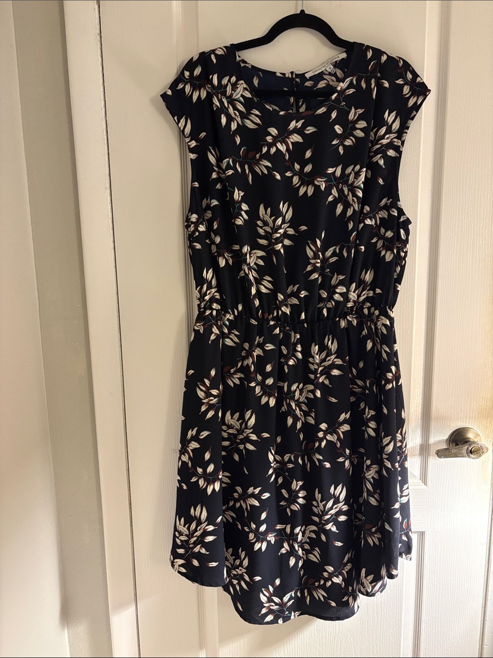 Collective Concepts Navy Floral Cap-Sleeve Midi Dress